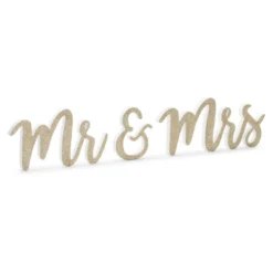 Puukirjaimet Mr & Mrs Kimalteleva