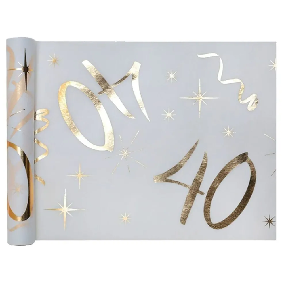 Pöytäjuoksija 40 Valkoinen/Kulta