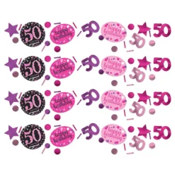 Pöytäkonfetti 50 Musta/Vaaleanpunainen Kimalle