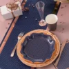 Pöytäliina Pilkullinen Laivastonsininen/Ruusukulta