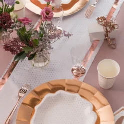 Pöytäliina Pilkullinen Valkoinen/Ruusukulta