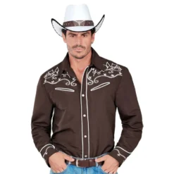 Ruskea Western-paita Miehelle