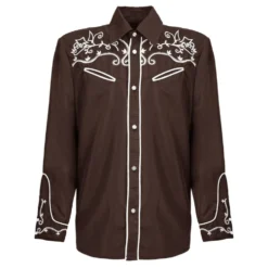 Ruskea Western-paita Miehelle