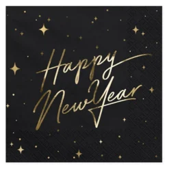 Servetit Happy New Year Kulta Metalli/Musta