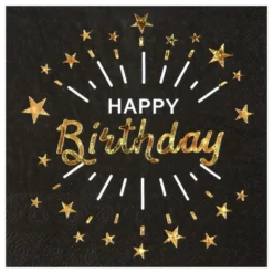 Servetit Hohtava Happy Birthday Musta/Kulta