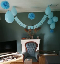 Sininen Lippuviirinauha Happy Birthday