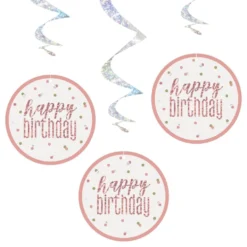 Swirls Happy Birthday Roséguld