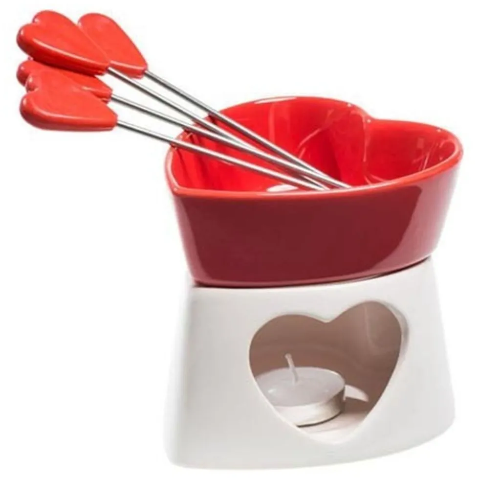 Sydämenmuotoinen Fondue-setti