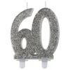 Syntymäpäiväkynttilä 60 Glitteri Hopea