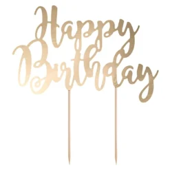 Täytekakkukoriste Happy Birthday Kulta