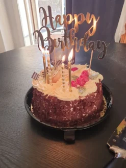 Täytekakkukoriste Happy Birthday Kulta