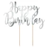 Täytekakkukoriste Happy Birthday Hopea