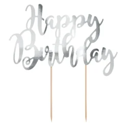 Täytekakkukoriste Happy Birthday Hopea