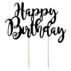 Täytekakkukoriste Happy Birthday Musta