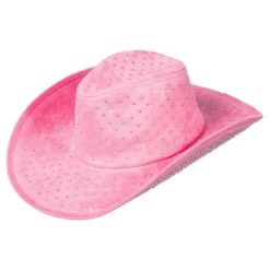 Vaaleanpunainen Cowboyhattu Kivikoristeilla