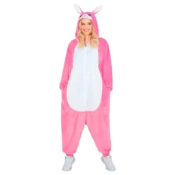 Vaaleanpunainen Kani Onesie Naamiaisasu