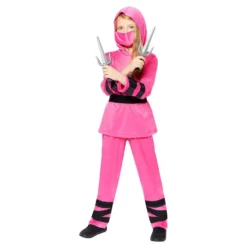 Vaaleanpunainen Ninja Lasten Naamiaisasu