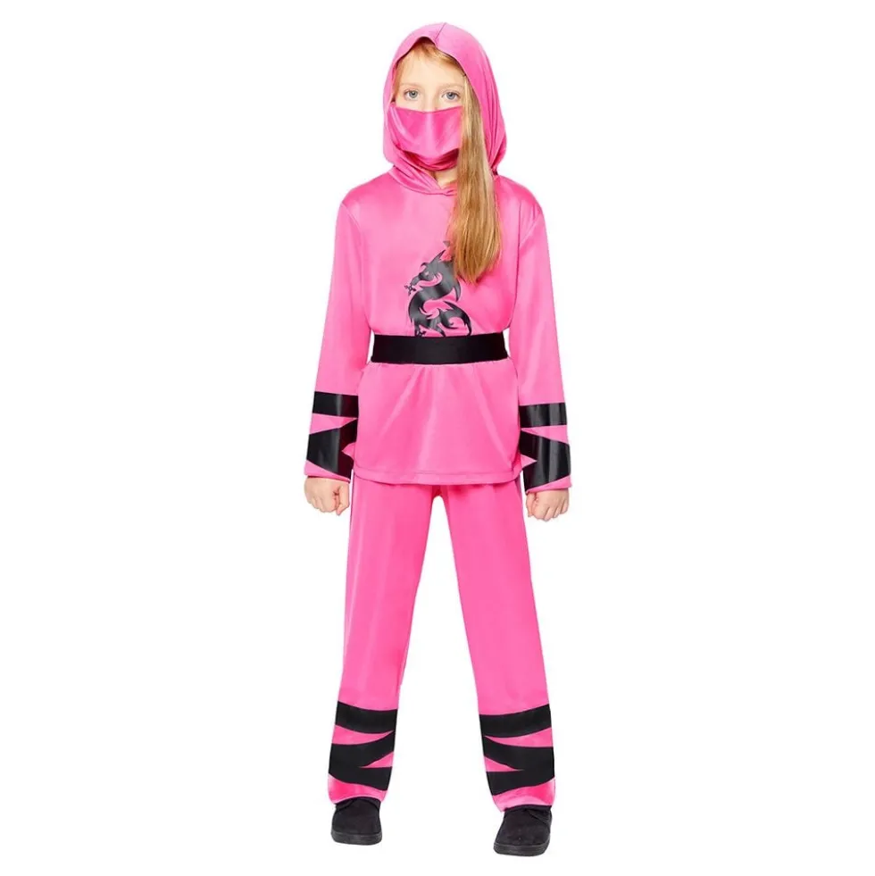Vaaleanpunainen Ninja Lasten Naamiaisasu