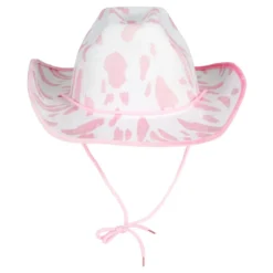 Vaaleanpunavalkoinen Lehmänkuvioinen Cowboyhattu
