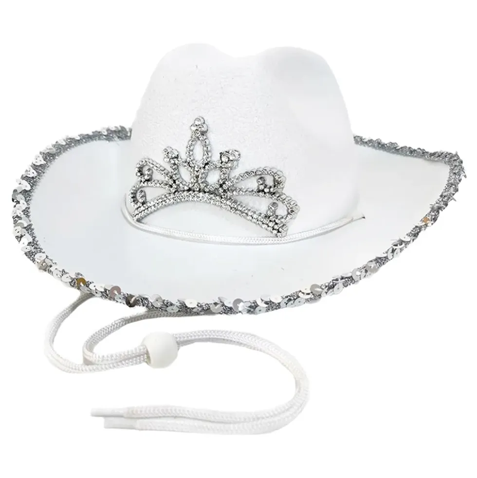 Valkoinen Cowboyhattu ja Tiara