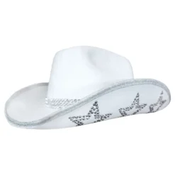Valkoinen cowboyhattu strassitähdillä