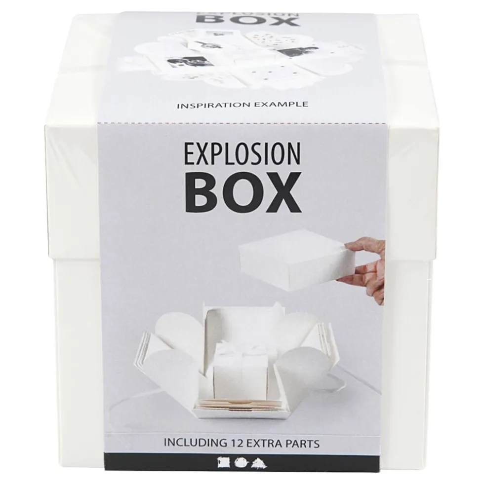 Valkoinen Explosion Box -lahjarasia