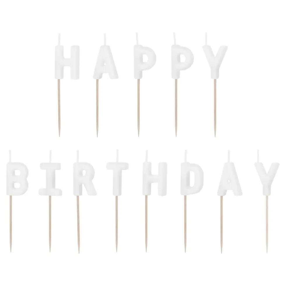 Valkoiset Kakkukynttilät Happy Birthday