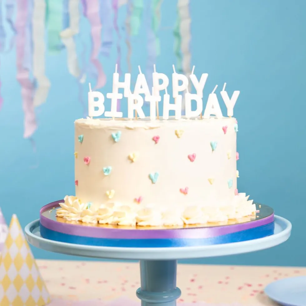 Valkoiset Kakkukynttilät Happy Birthday