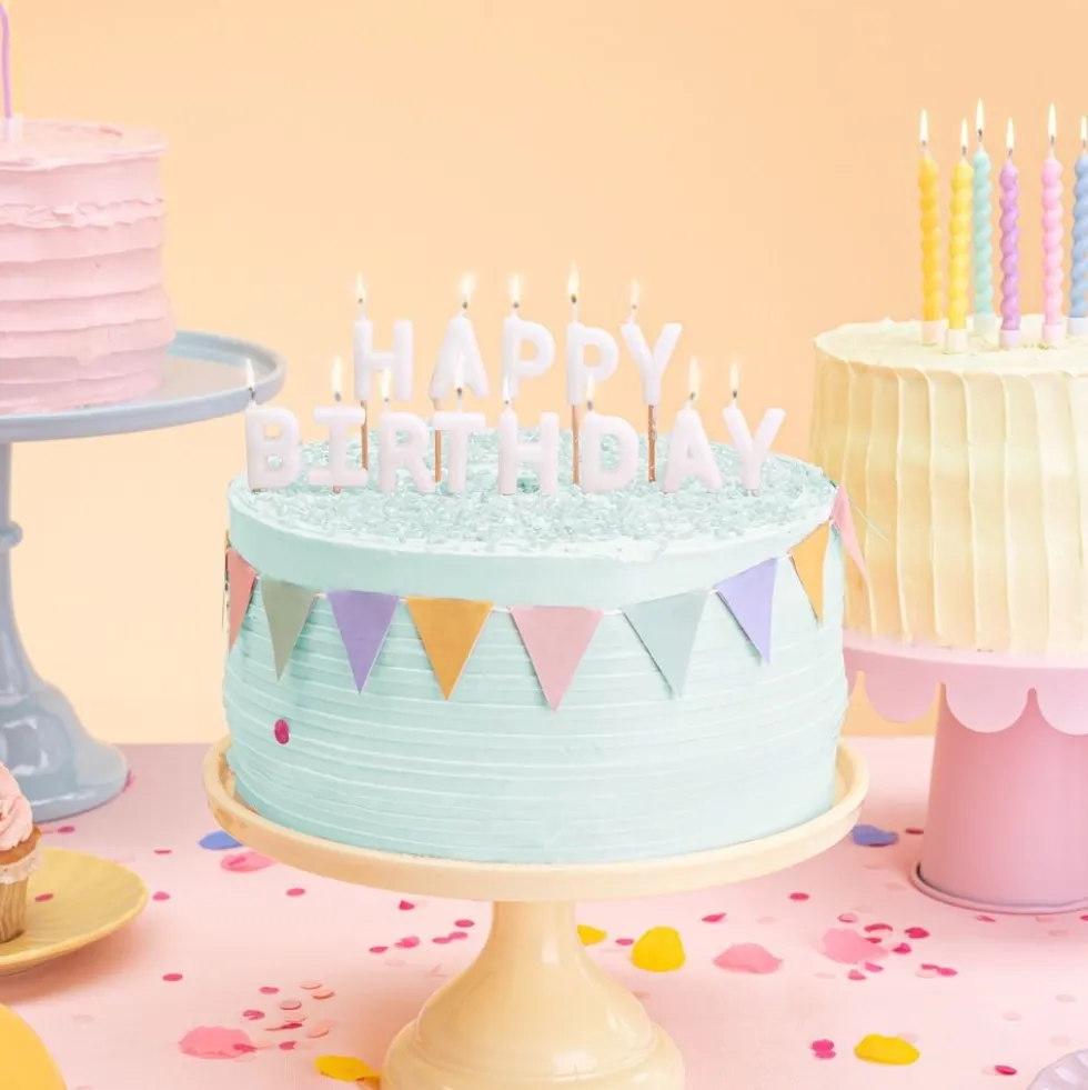Valkoiset Kakkukynttilät Happy Birthday