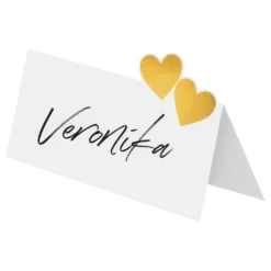 Valkoiset Paikkakortit Kultasydän Häät
