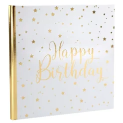 Vieraskirja Happy Birthday Valkoinen/Kulta