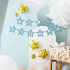 Viirinauha Baby Shower Tähdet Sininen