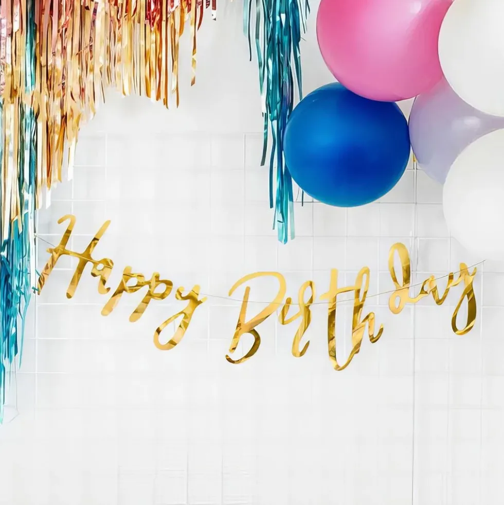 Viirinauha Happy Birthday Kulta Metallic