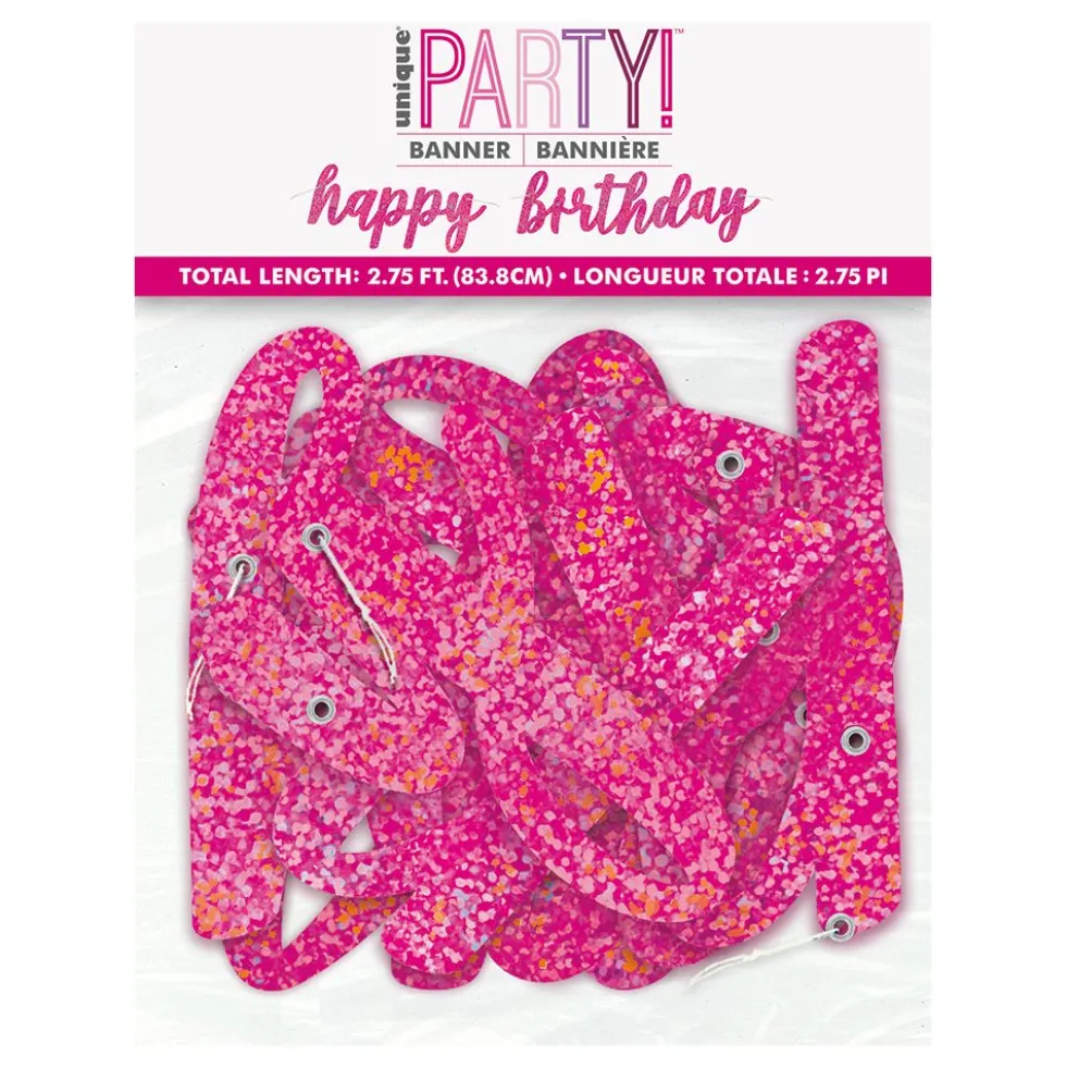 Viirinauha Happy Birthday Vaaleanpunainen/Glitter