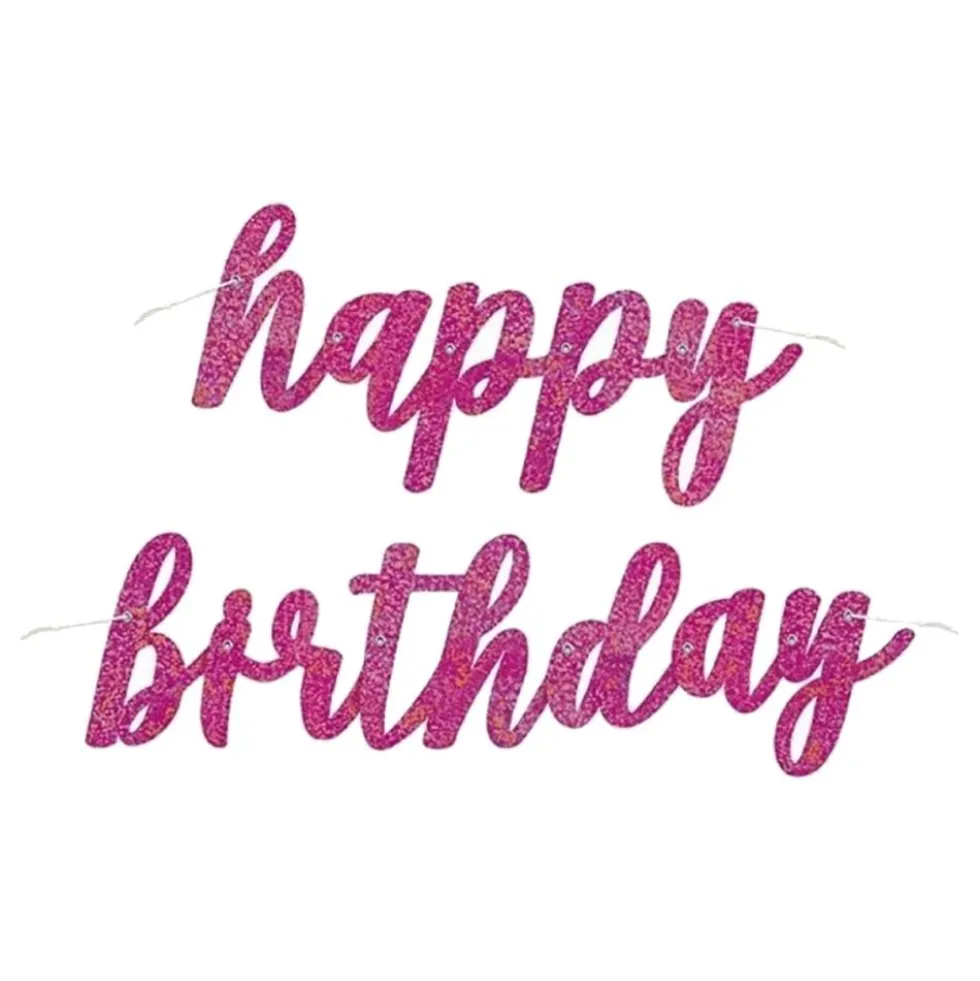 Viirinauha Happy Birthday Vaaleanpunainen/Glitter