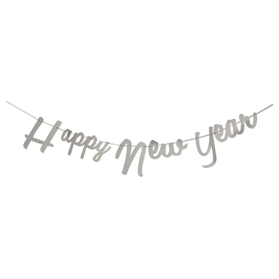 Viirinauha Happy New Year Metallinhohtoinen Hopea