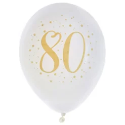 80-Vuotisballongit Valkoinen/Kulta