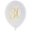 30-vuotisjuhla Ilmapallot Valkoinen/Kulta