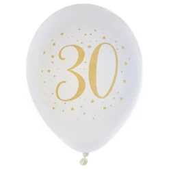 30-vuotisjuhla Ilmapallot Valkoinen/Kulta