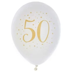 50-vuotisjuhlan Ilmapallot Valkoinen/Kulta