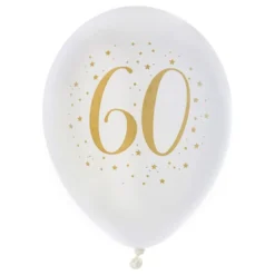 60-vuotisjuhlan Ilmapallot Valkoinen/Kulta