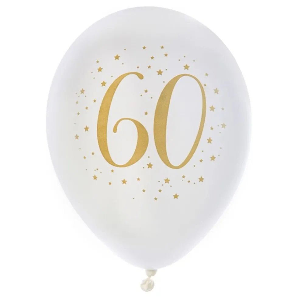 60-vuotisjuhlan Ilmapallot Valkoinen/Kulta