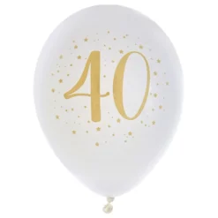 40-vuotisjuhlan Ilmapallot Valkoinen/Kulta