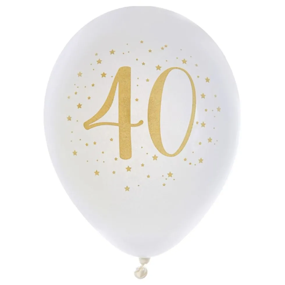 40-vuotisjuhlan Ilmapallot Valkoinen/Kulta
