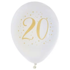 20-vuotisjuhlan Ilmapallot Valkoinen/Kulta