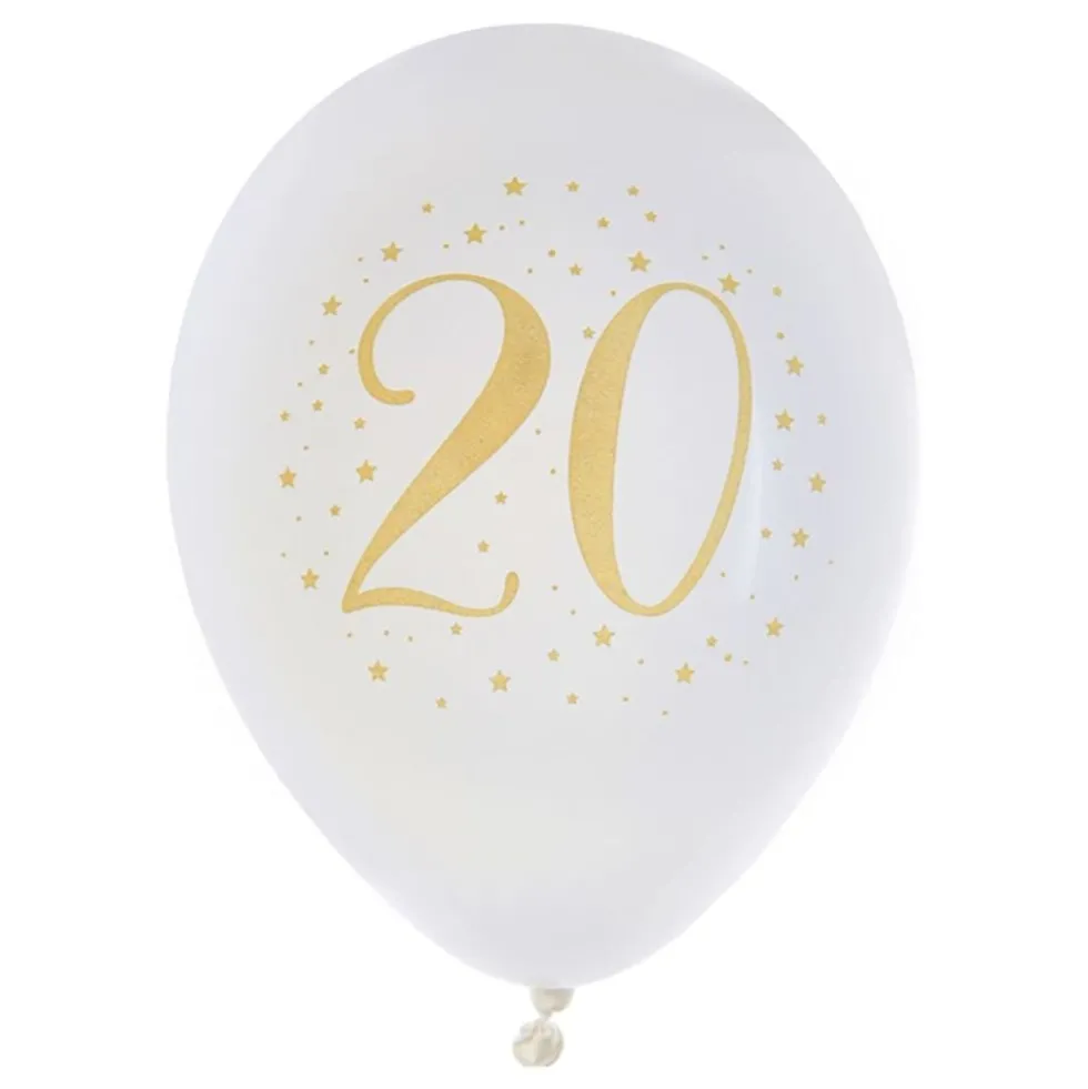 20-vuotisjuhlan Ilmapallot Valkoinen/Kulta