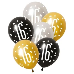 16-vuotisjuhlan Musta/Hopea/Kulta Ilmapallot