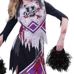 Zombi Cheerleader Violetti Lasten Naamiaisasu